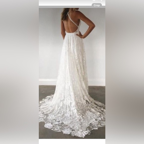 BRAND NEW Lace A Line Backless Beach Wedding Dress Size 10 - Picture 3 of 8